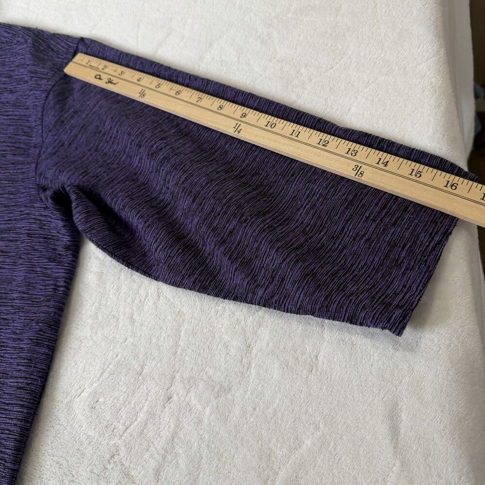 Chicos Design 100% Silk Top Size 2 - Large Purple Textured Button Down Blouse - Picture 15 of 16